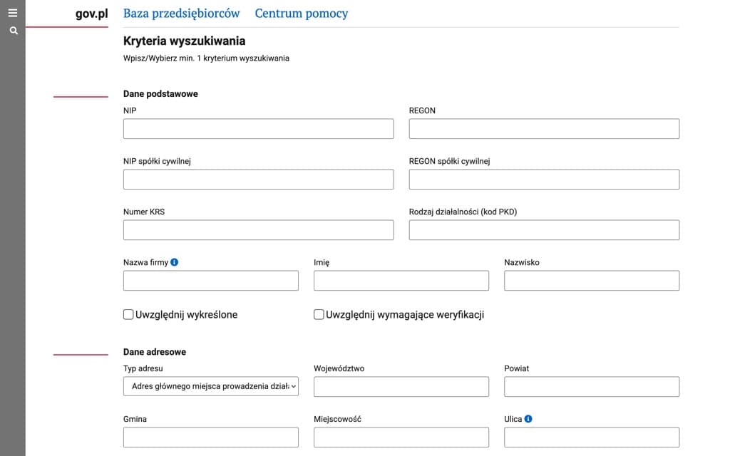 Screenshot ceidg.gov.pl