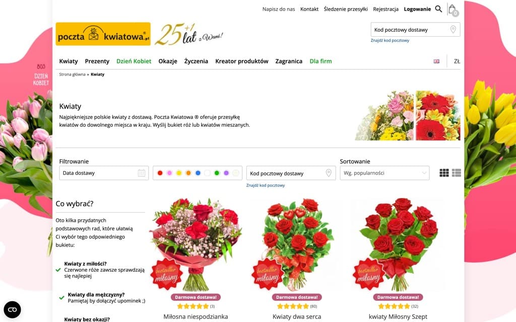 Screenshot poczta-kwiatowa.pl