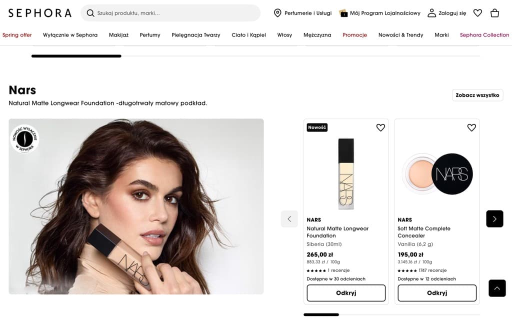 Screenshot sephora.pl