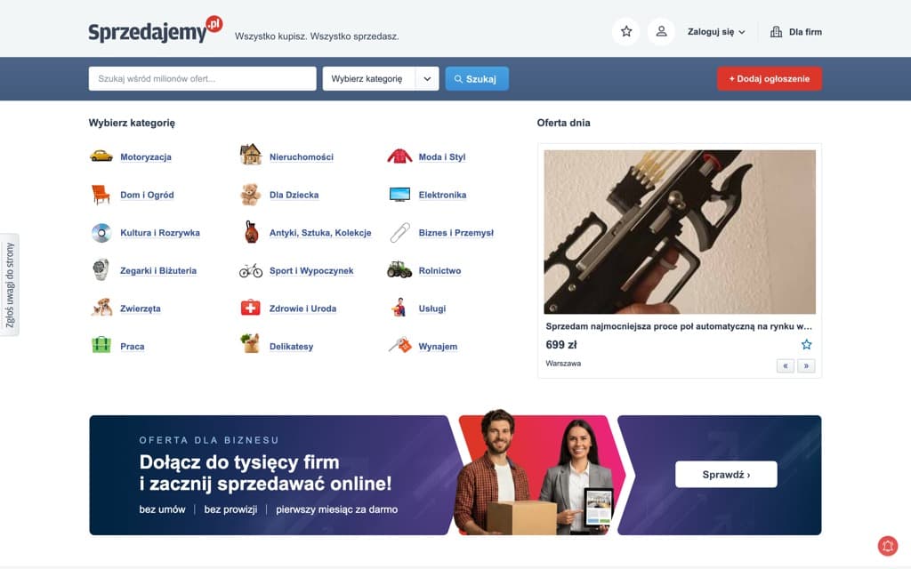 Screenshot sprzedajemy.pl